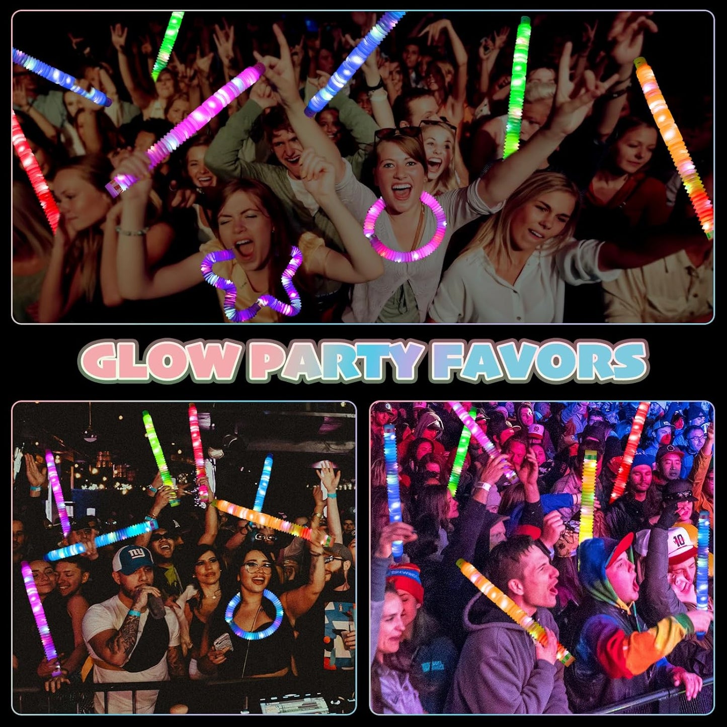 9 Pack Glow Sticks Party Favors Light Up Pop tubes Sensory Toys LED Glow Necklaces Bracelets Birthday Goodie Bag Stuffers Classroom Prizes Gifts for Boys Girls Toddlers Halloween Easter Gift