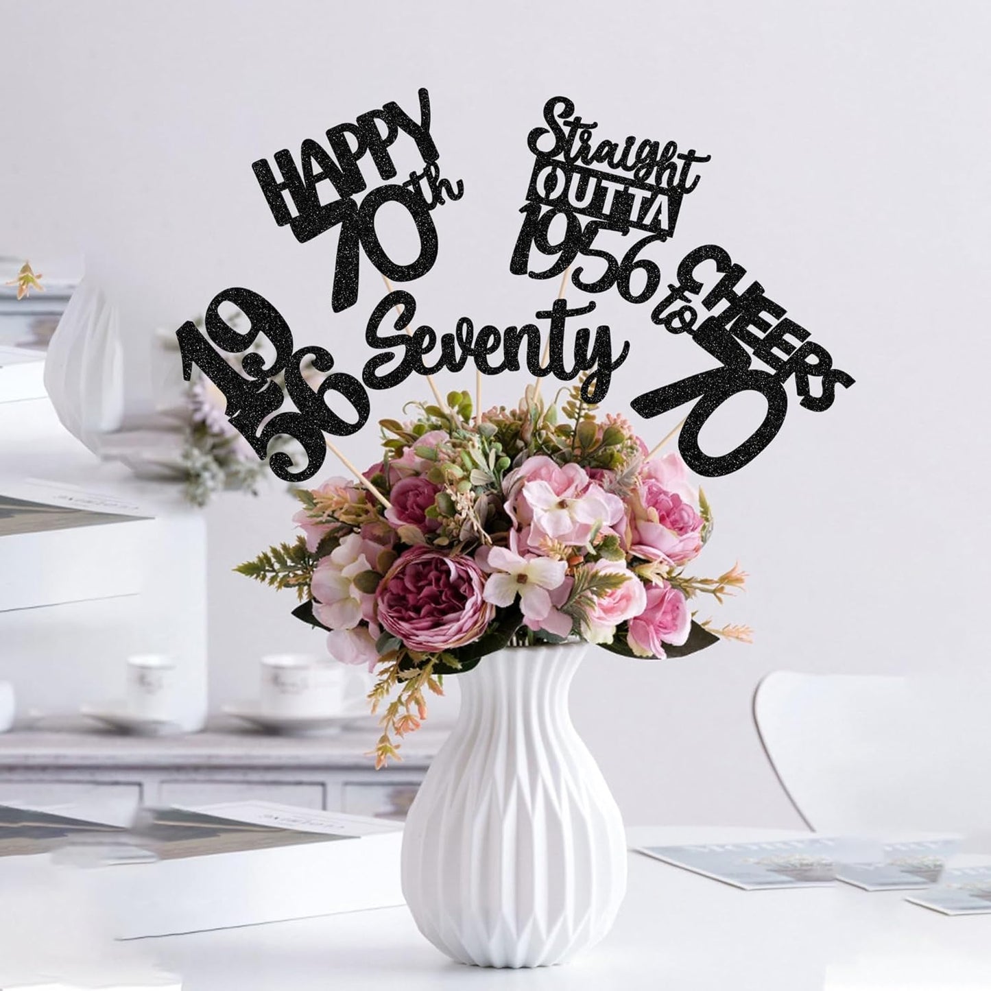 15 PCS 50th Birthday Centerpiece Sticks Fifty Happy 50th Straight Outta 1976 Table Flower Centerpieces Sticks Cheers to 50 Floral Decorations for 50th Birthday Party Centerpieces Supplies Black
