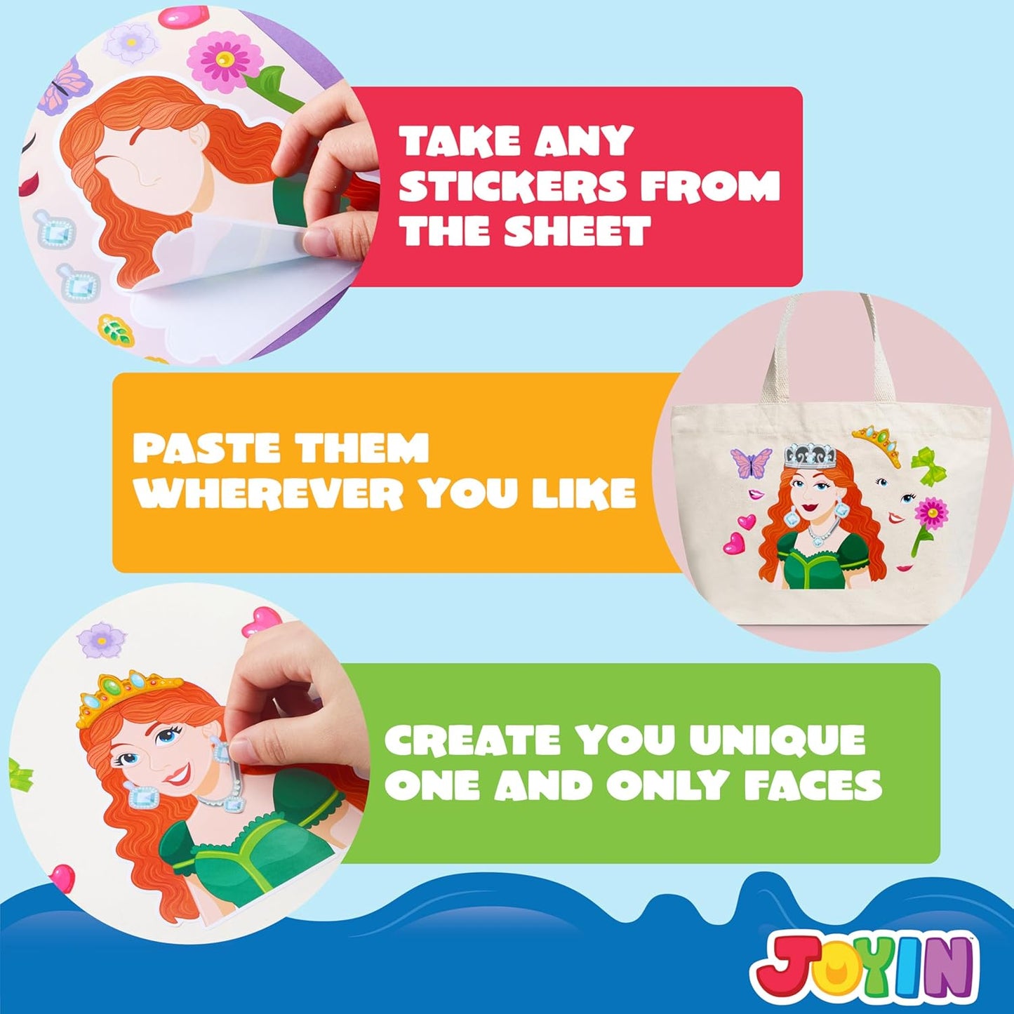 JOYIN 24 Sheets 9"x6" Make a face Stickers for Kids, Make Your Own Stickers with Unicorn, Dinosaur, Sea and Safari Animals, Party Favors Kids Crafts, Goodie Bags Stuffers Classroom Activities