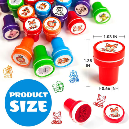 30PCS Animal Stamps for Kids, Safari Party Favors Self- Ink and Washable Stamps for Kids Birthday Gifts, Teacher Stamps