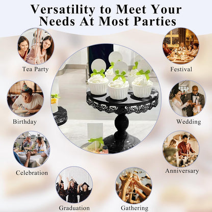 Set of 9 Cake Stands Metal Cupcake Stand Set Multiple Styles Candy Fruit Display Tower Dessert Plate Cake Serving Tray for Birthday Party Wedding Anniversary Baby Shower Engagement (Gold)