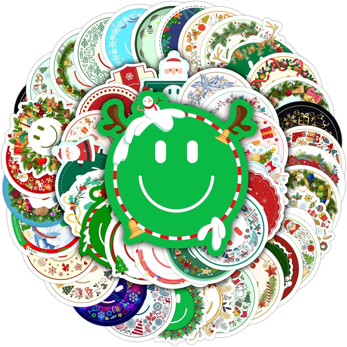 50PCS Smiling Stickers, Cute Water Bottle Stickers for Kids, for Teaching Rewards, Notebooks, Stationery, Luggage, Cartoon PVC Happy Stickers