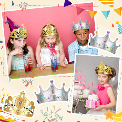 Yaomiao 66 Pieces Foam Princess Tiaras DIY Crowns Kids Party Favors Craft Crystal Diamond Sticker Girls Making Your Own Tiara (Gold)