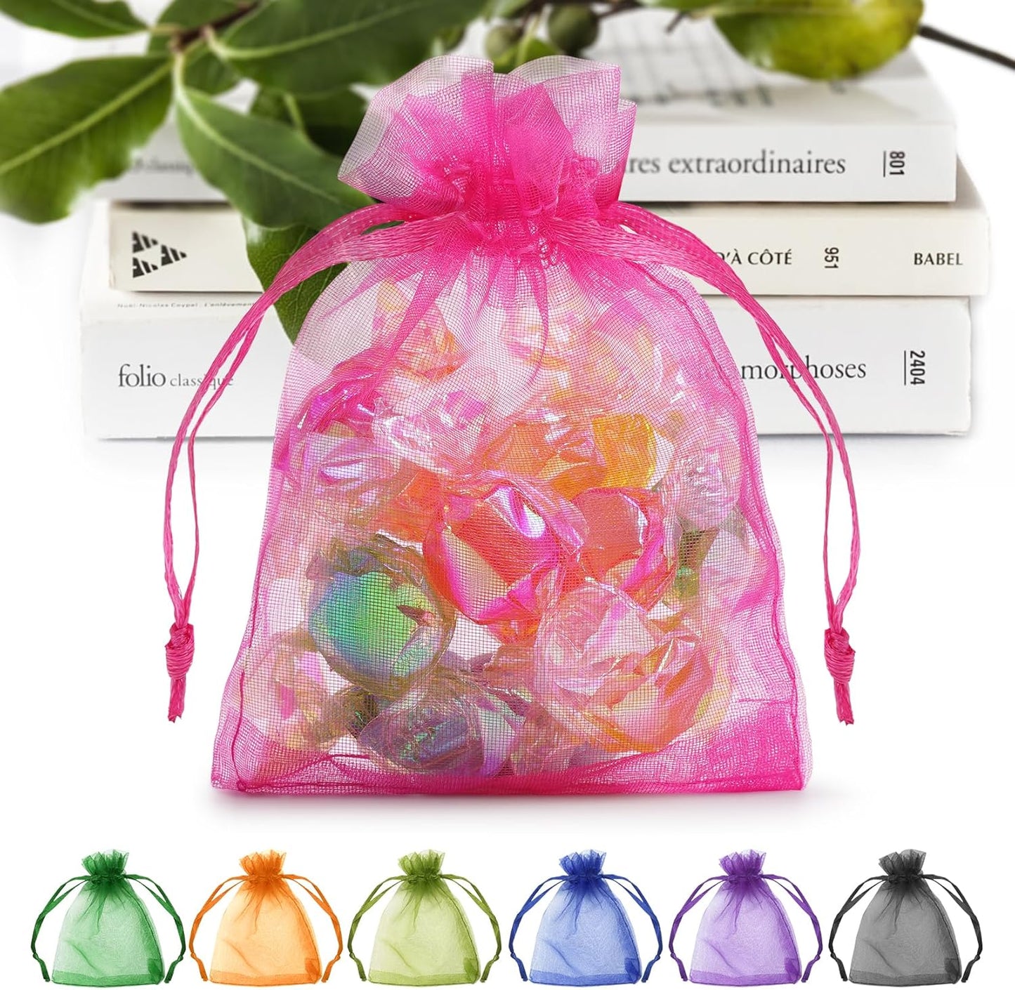 ANZNKU 50PCS White Organza Bags 3x4, Small Gift Bags Bulk for Sachet Jewelry Candy Treat, Mini Mesh Bag Drawstring for Wedding Bridal & Baby Shower, Party Favor Bag for Easter Mothers Day Birthday