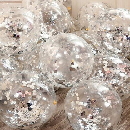 KIRIKOU Pack of 24 Pieces Confetti Balloons 12 Inch Latex Party Balloons for Party Decorations, Wedding, Engagement, Bridal, Birthday and Shower (Black)