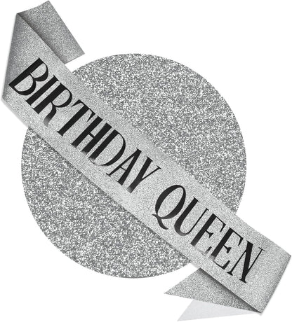 RUDONG M Birthday Queen Sash Glitter - Gold Birthday Sash for Women & Girls | Sweet 16/18th/21st/30th/40th/50th/60th/70th, All-Age Celebration Party Decor