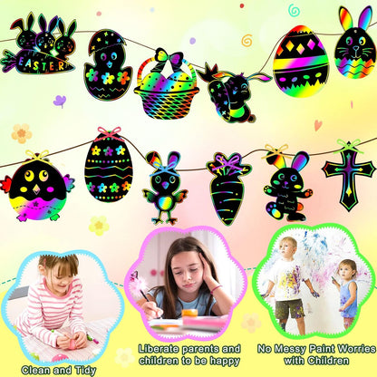 JULMELON 36 PCS Ocean Crafts, Rainbow Scratch Art Under The Sea Party Favors DIY Magic Color Summer Ocean Animals Scratch Cards for Summer Party Favors School Activities