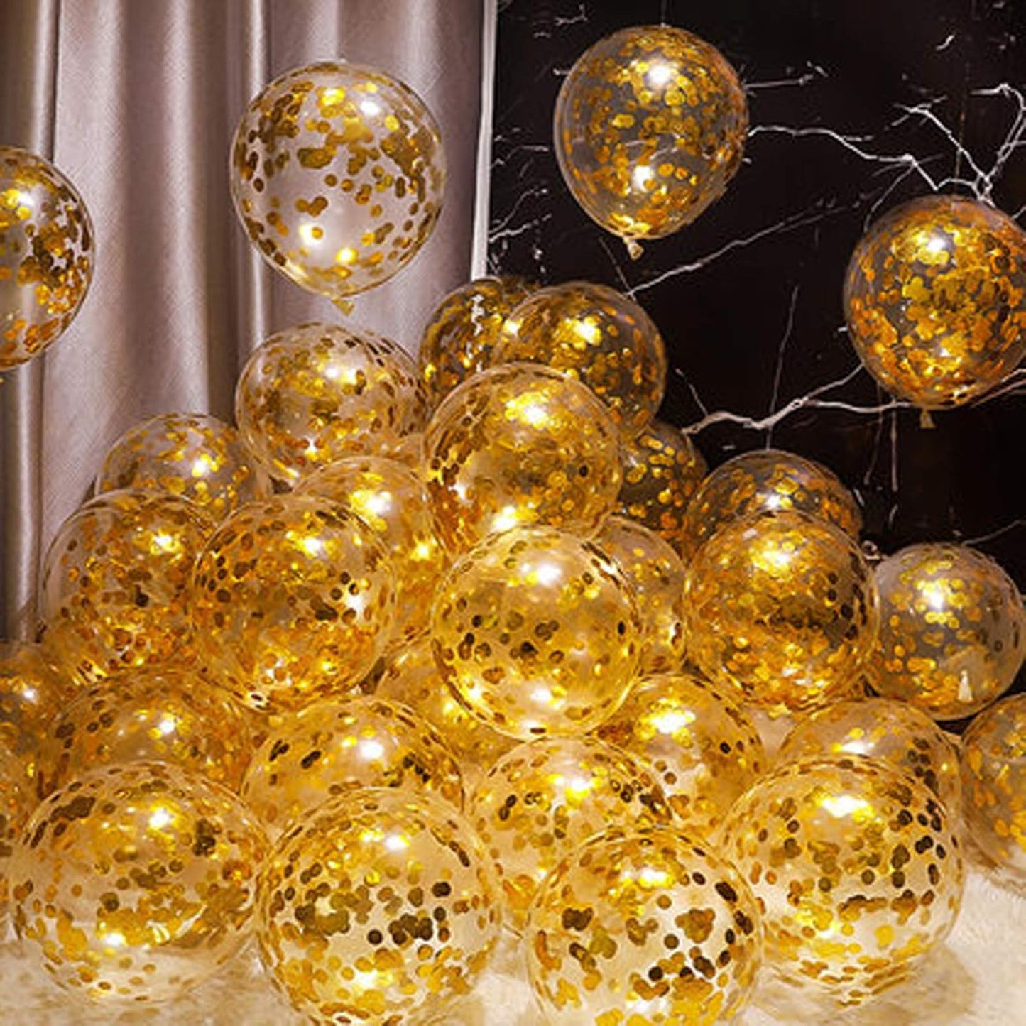 KIRIKOU Pack of 24 Pieces Confetti Balloons 12 Inch Latex Party Balloons for Party Decorations, Wedding, Engagement, Bridal, Birthday and Shower (Black)