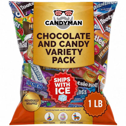 CANDYMAN (5 LB) Chocolate Candy Variety Pack — Individually Wrapped Bulk Candy Mix, Fun & Mini Size Treats for, Pinata Fillers for Kids, Party Favors, Father's Day, Ship with Ice