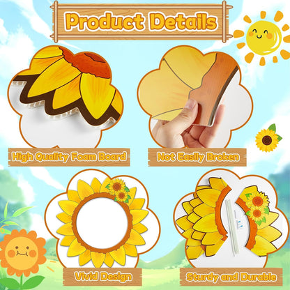 Sunflower Photo Booth Props Sunflower Birthday Party Decorations 26 Inch Large Yellow Flower Selfie Frame Floral Photo Booth Frame Selfie Props Accessories for Birthday Baby Shower Party Supplies