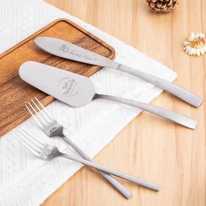 Wedding Cake Knife and Server Set, Bride Groom Mr and Mrs Champagne Flutes Glasses, Cake Cutting Set for Wedding with Forks, Bridal Shower Gifts Wedding Anniversary Engagement Gifts