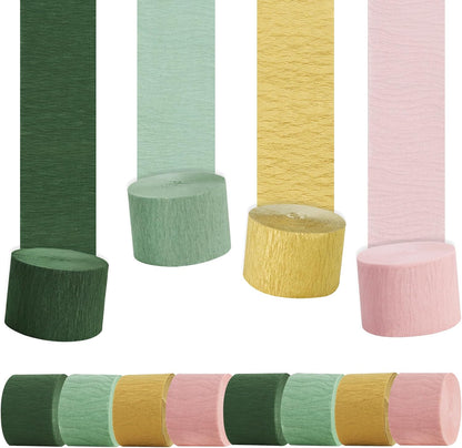 BEISHIDA 8 Rolls Red Yellow Blue and Green Crepe Paper Streamers for Carnival Circus Sesame Street Paw Party Decorations, Birthday DIY Craft Paper(1.8 Inch x 82 Ft/Roll)
