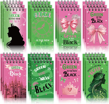 24 Pack Witch and Princess Theme Mini Spiral Notebooks 3 x 5 Inch, 50 Pages Each, Pink and Green Spiral Notepad Goodie Bag Stuffers Princess for Witch Theme Birthday Party Favors Supplies