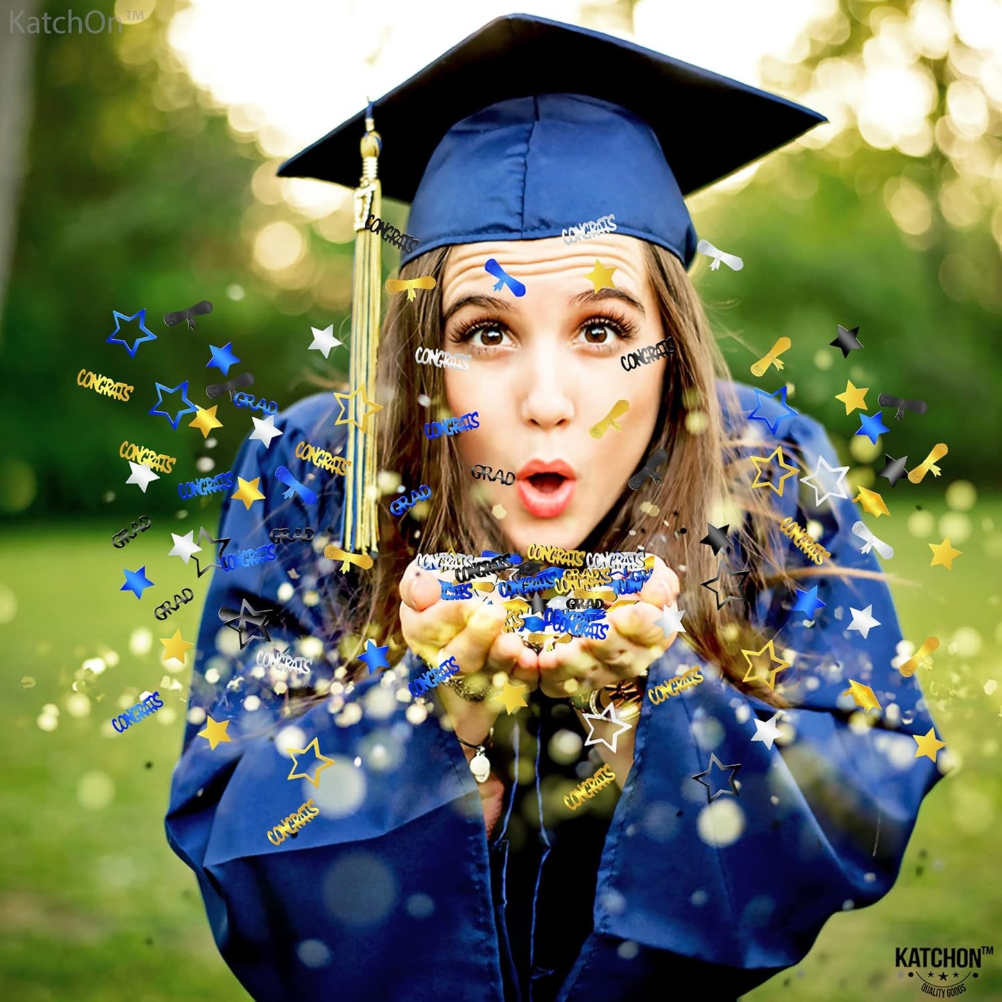 Black and Gold Grad Graduation Decorations 2026 - Pack of 1000, Congrats Grad Graduation Confetti 2026 | Grad Confetti Class of 2026 for Black and Gold 2026 Graduation Decorations, KatchOn