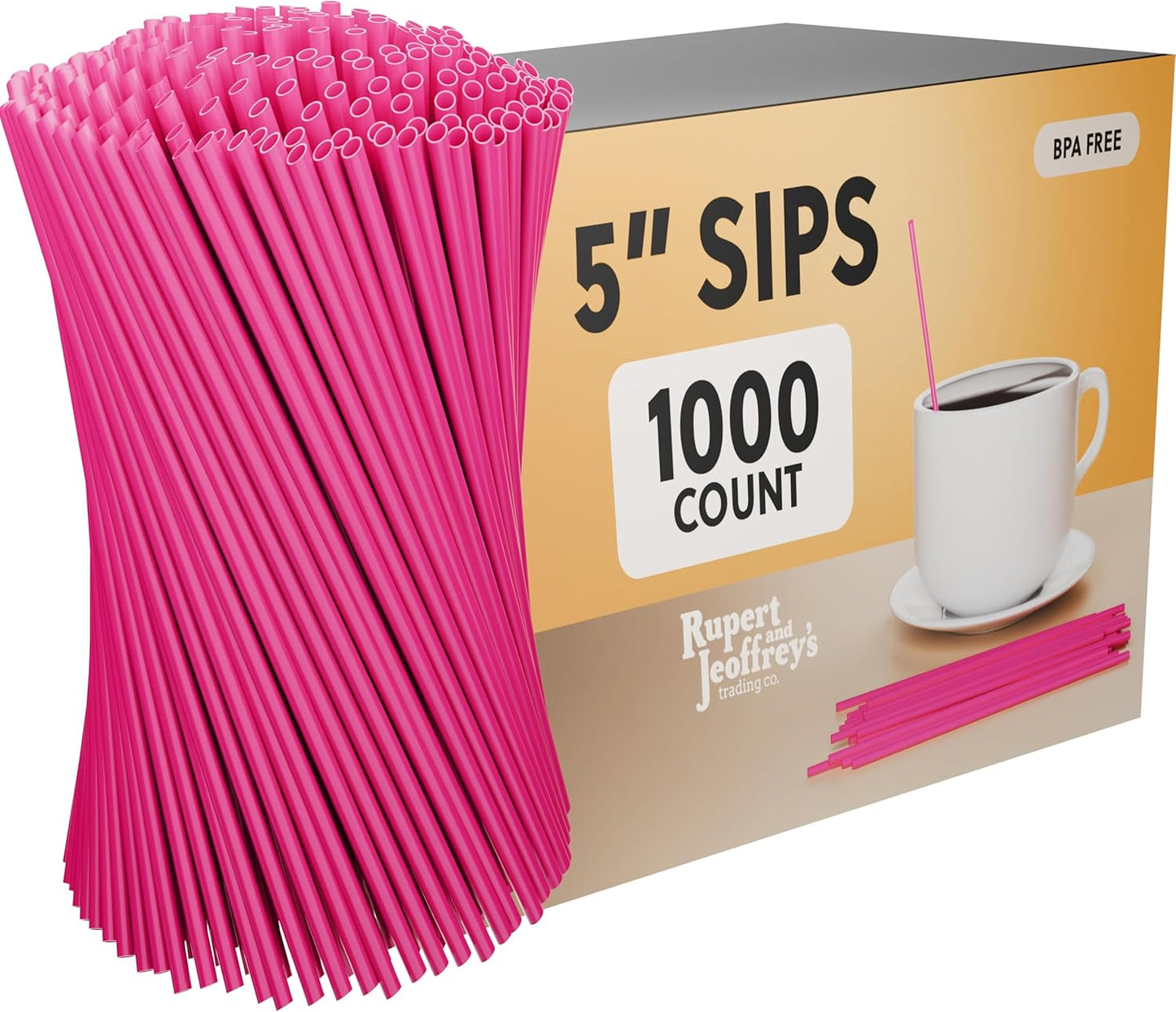 Disposable Plastic Coffee Stirrer Straw - 5 Inch Sip Stir Stick (1000, Neon)