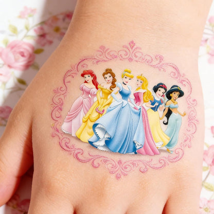 60 Pcs Princess Temporary Tattoos Birthday Themed Party Supplies Decoration Favors Cartoon Cute Sticker for Kids Girls Home Activity Class Prizes Carnival Christmas Rewards (60, princess)