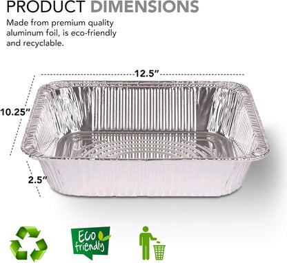 Stock Your Home Aluminum Pans 9x13 Disposable Foil Pans (30 Pack) - Half Size Steam Table Deep Trays - Tin Foil Pans Great for Cooking, Heating, Storing, Prepping Food
