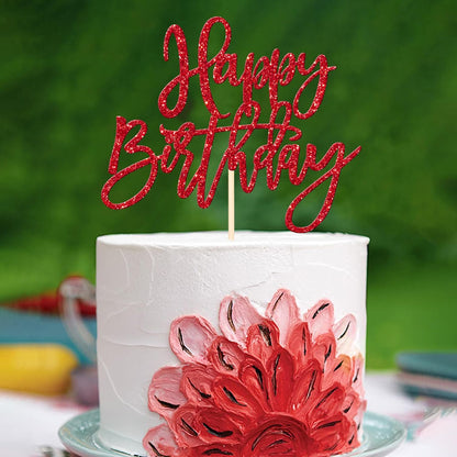 ZHUOWEISM 1 PCS Gold Happy Birthday & Anniversary Cake Topper