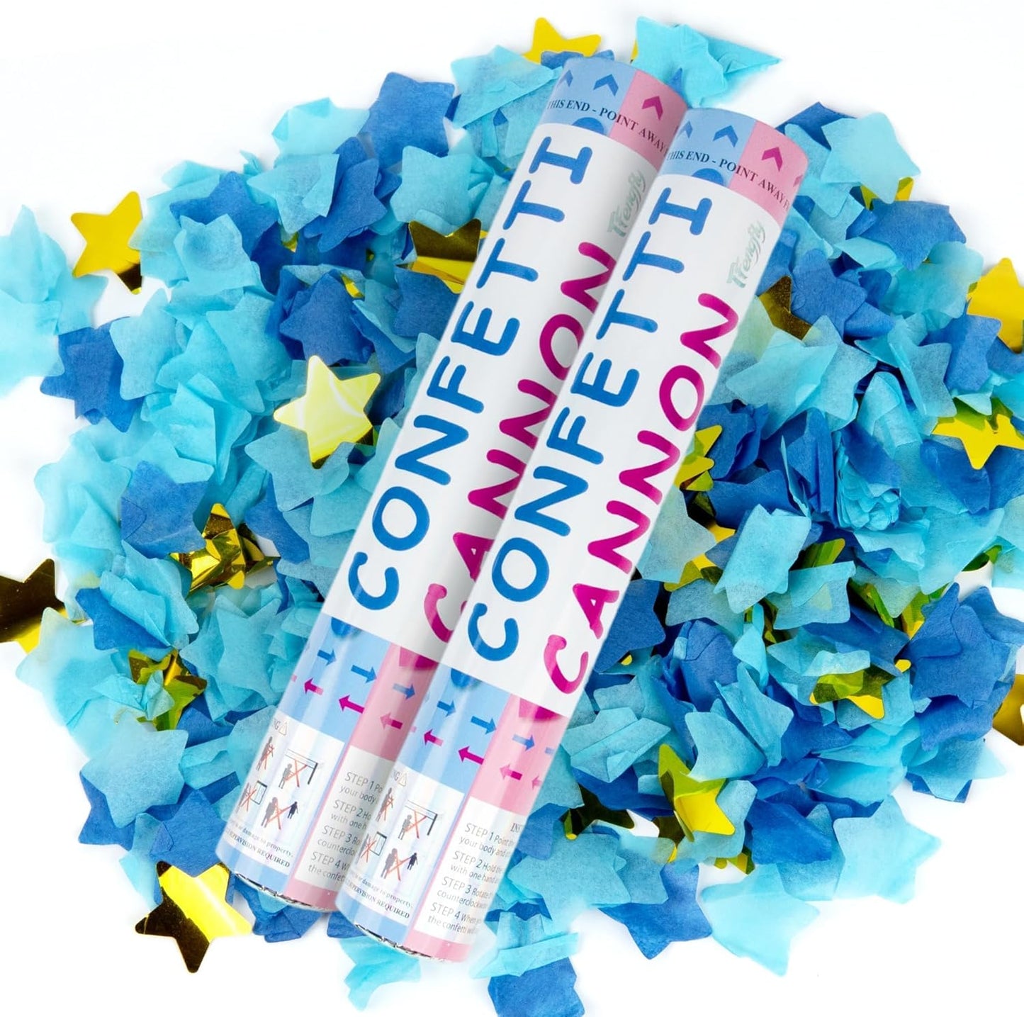 2 Pack Gender Reveal Confetti Cannon, 12 in Pink Square shaped Paper Party Poppers Cannons, Confetti Poppers For Baby Girl Gender Reveal Baby Showers (Square, Pink)