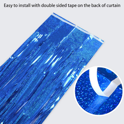 Melsan 2 Pack 3.2 ft x 8.2 ft Tinsel Foil Fringe Curtains Backdrop, Sparkle Metallic Foil Curtains for Party Photo Booth Props Decoration, Pinkish Purple