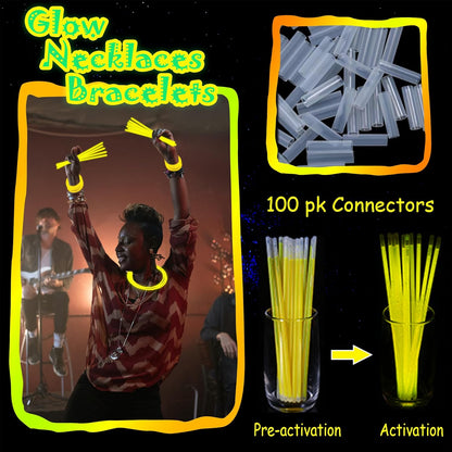 100 pk 8" Glow Sticks Bulk Party Favors, Light up Glow Necklaces & Bracelets in the Dark Party Supplies For Christmas Halloween 4th of July Birthday Neon Party (100 * Blue)