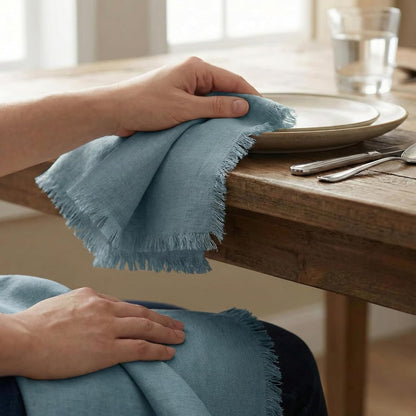 ACCENTHOME Natural Cotton Linen Napkin Set of 12 18x18 inch Dinner Napkins - Washable Soft Premium Hotel Quality Reusable Hemmed Edges Napkins Perfect Table Linens for Family Dinners, Weddings