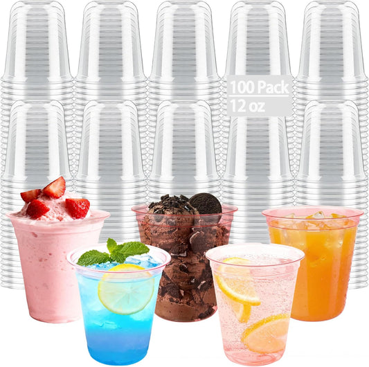 50 Pcs Pink Plastic Cups Disposable - 12 oz Stemless Wine Glasses Pink Party Solo Cups Cocktail Clear Drinking Glasses for Birthdays, Valentine's Day, Galentine's, Baby Showers, Wedding