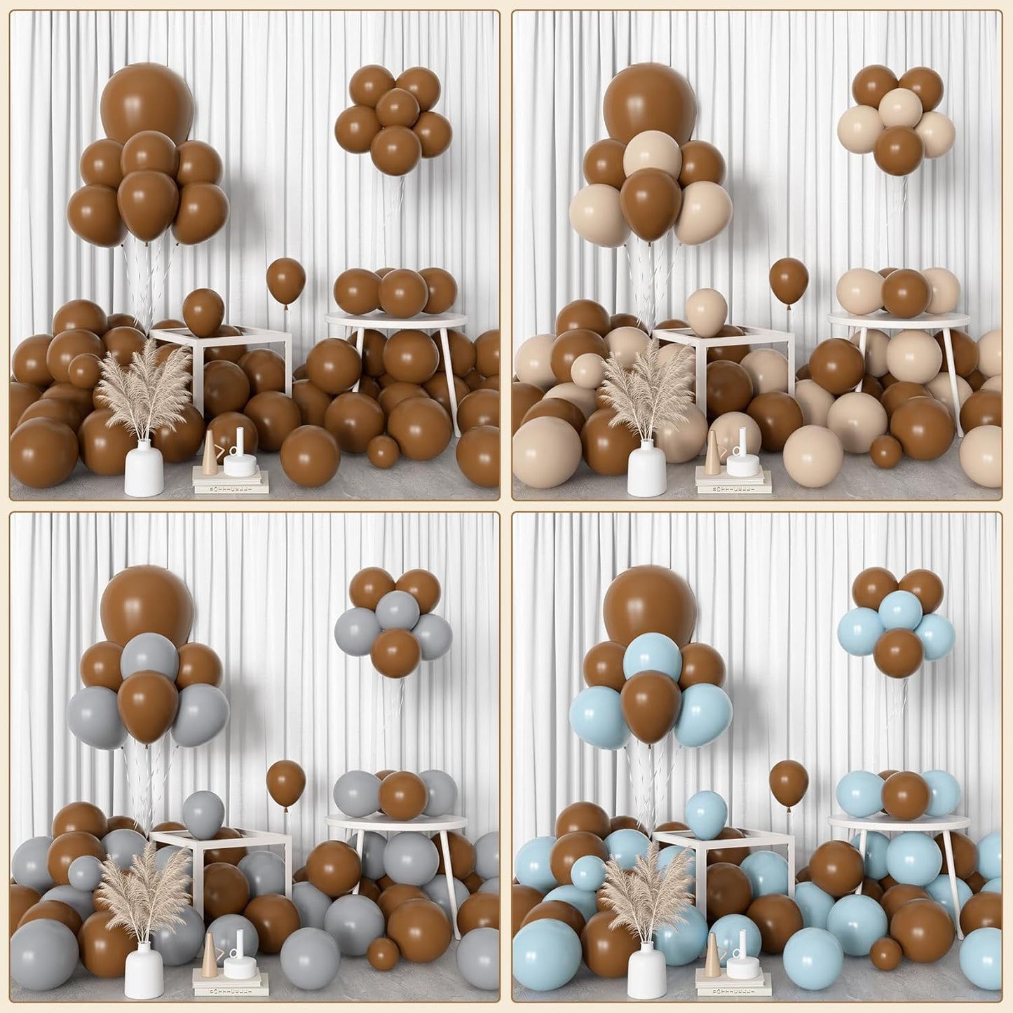 Amandir 153pcs White Sand Balloons Arch Garland Kit Different Sizes 18 12 10 5 Inch Cream Beige Sand White Latex Balloon for Birthday Boho Neutral Baby Shower Wedding Anniversary Party Decorations