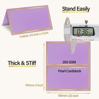 100 Pack Gold Table Cards Place Cards Name Cards for Table Setting, 250g Pearled Table Tents Name Tents, Avery Place Cards for Wedding, Meeting, Party, Reserved Seating Sign (Gold)