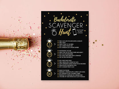 Your Main Event Prints 25 Bachelorette Scavenger Hunt Party Games, Drinking Game and Dares, Fun Novelty Cards for Girls Night Out