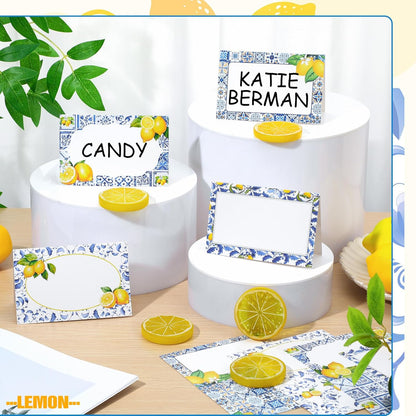 Jetec 48 Pcs Hawaiian Cartoon Place Cards Hawaii Hibiscus and Tropical Leaves Print Table Name Cards Tent Placards Buffet Food Label for Table Setting Hawaiian Themed Party Supplies