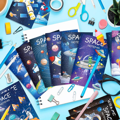 24 Pack Outer Space Mini Notebook - Space Party Favor Galaxy Goodie Bags with 12 Designs & Lined Pages, 3.15x4.92 Inches Small Pocket Notepads for Planet Theme Birthday Party Supplies, Science Class