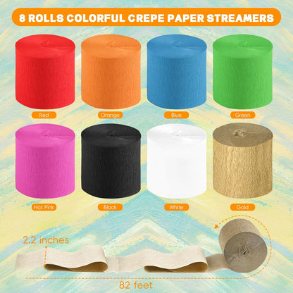 Oubest Crepe Paper Streamers 2.2 Inch x 656 Feet Ideal Party Supplies & Decorations for Birthdays Baby Showers Bachelorettes Weddings DIY, 8 Rolls Pastel Streamers Backdrops, Doorway & Wall Decor
