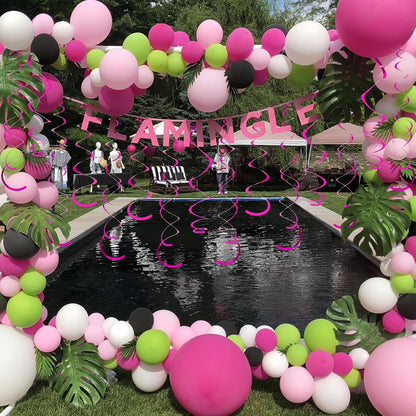 24 PCS Pink Hanging Swirl, Sparkle Ceiling Hanging Decorations, Plastic Streamer Party Decorations with Double-Swirls and Single-Swirls for Birthday Decorations, Easter, Graduation, Baby Shower