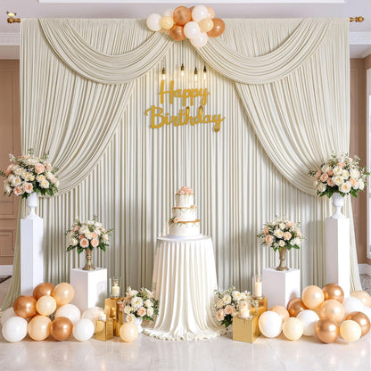 10ftx10ft Black Backdrop Curtains for Weddings Parties, Wrinkle Free 2 Panels Silky Polyester Photo Backdrop Drapes Back Drop Cloth Drapery for Birthday Mother'sDay Photography Background