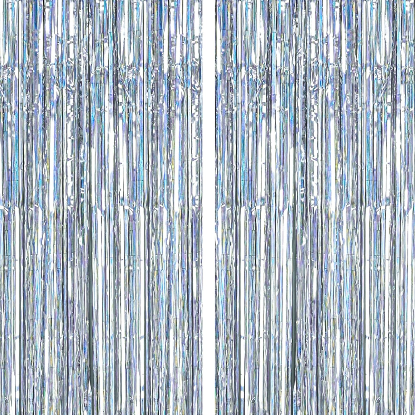 PartyWoo Silver Streamers 3pcs Tinsel Backdrop 8.2FT Metallic Tinsel Foil Fringe Streamer Curtains Party Photo Booth Backdrop for Graduation Baby Shower Bachelorette Wedding Disco Party Decorations