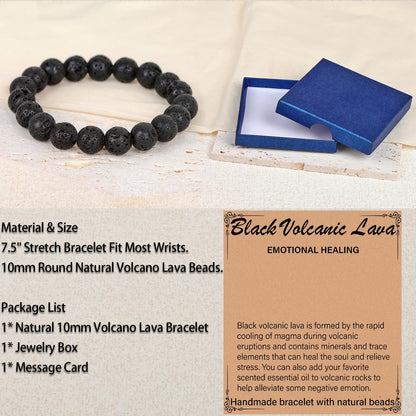 LPBeads Handmade Natural Gemstone Stretch Elastic Bracelet Healing Crystal Round Stone Beads Jewelry Gifts for Women Men