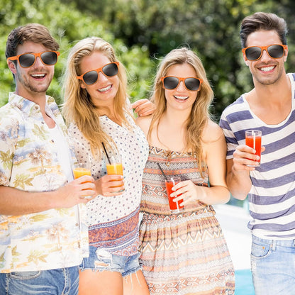 NEBURORA 6 Pack Black Sunglasses Bulk Retro Black Shades Party Sunglasses for Adult Men Women Summer Beach Party Accessories