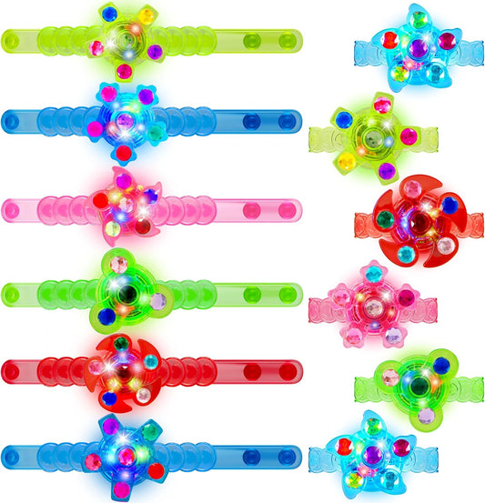 JOYIN 24 Pack LED Light Up Fidget Spinner Bracelets, Glow in The Dark Fidget Party Favors for Kids, School Goodie Bags Stuffers, Treasure Box Toys for Classroom, Birthday Gifts For Boys Girls
