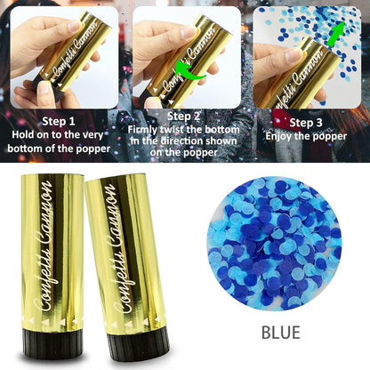 Confetti Poppers Cannons for Wedding Birthday Graduation Baby Shower Anniversary Christmas New Year's Kids Fun Party Supplies Decorations and Favors (Gold)