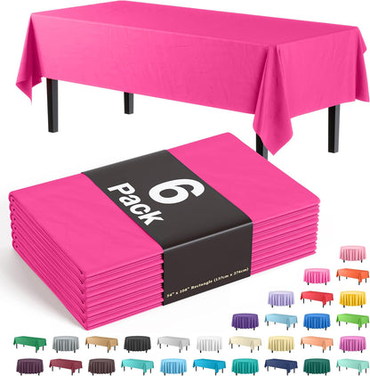 Exquisite Party Solids 6-Pack Premium Plastic Tablecloth 54in. x 108in. Rectangle Plastic Table Cover - Navy