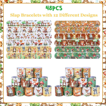 Serencatcher 48pcs Slap Bracelets Party Favors for Birthday Baby Shower Party Supplies Gifts