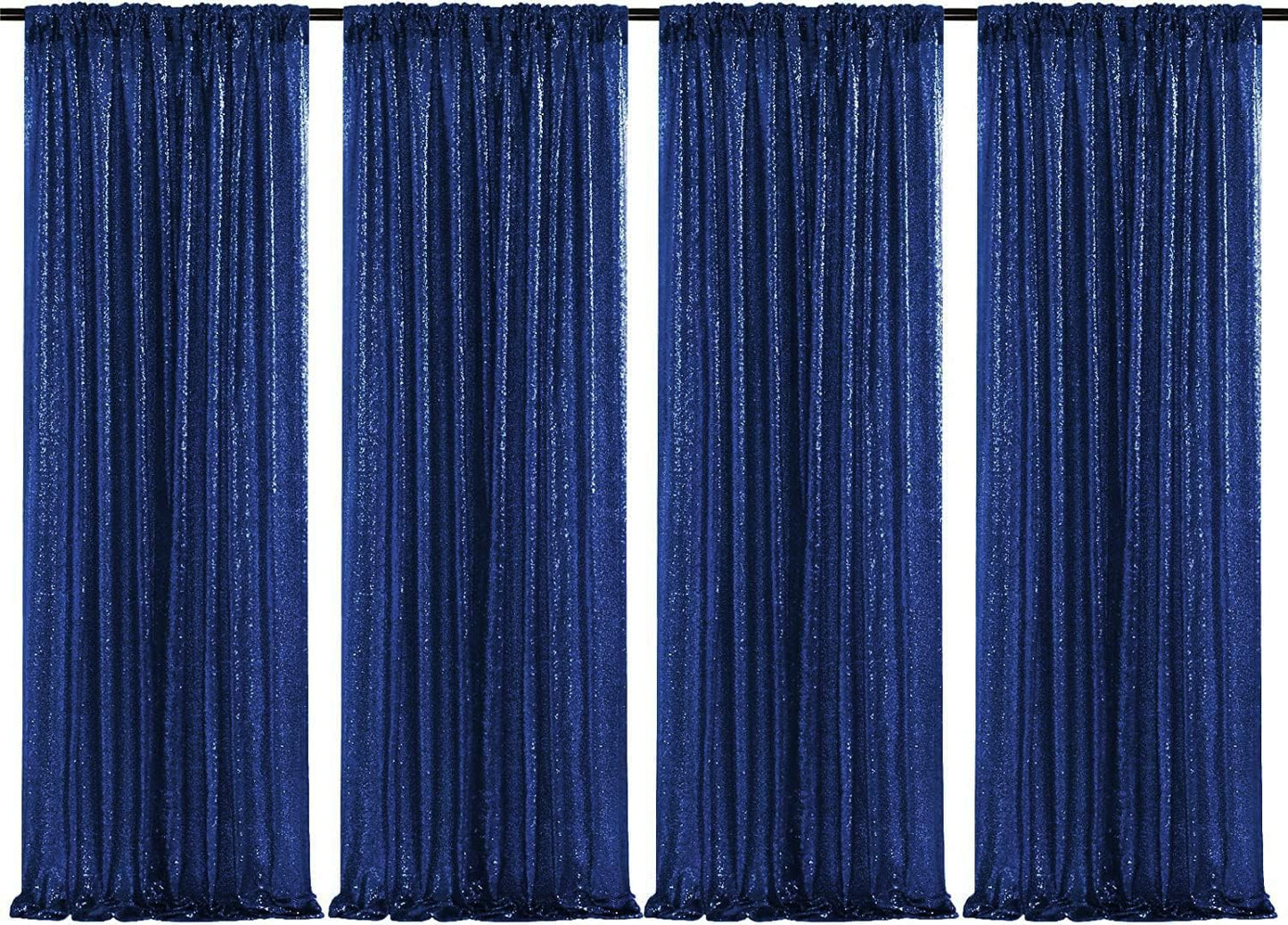 Poise3EHome Black Sequin Backdrop Curtains, 2 Panels 2FTx8FT Glitter Photo Booth Backdrop for Halloween Birthday Bachelorette Wednesday Twilight Party Decorations