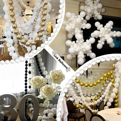 Gold Quick Link Balloons, 60PCS Linking for Balloon Wall Arch Chains, 6inch Linkable for Wedding Birthday Baby Shower Engagement Graduation Party Decorations