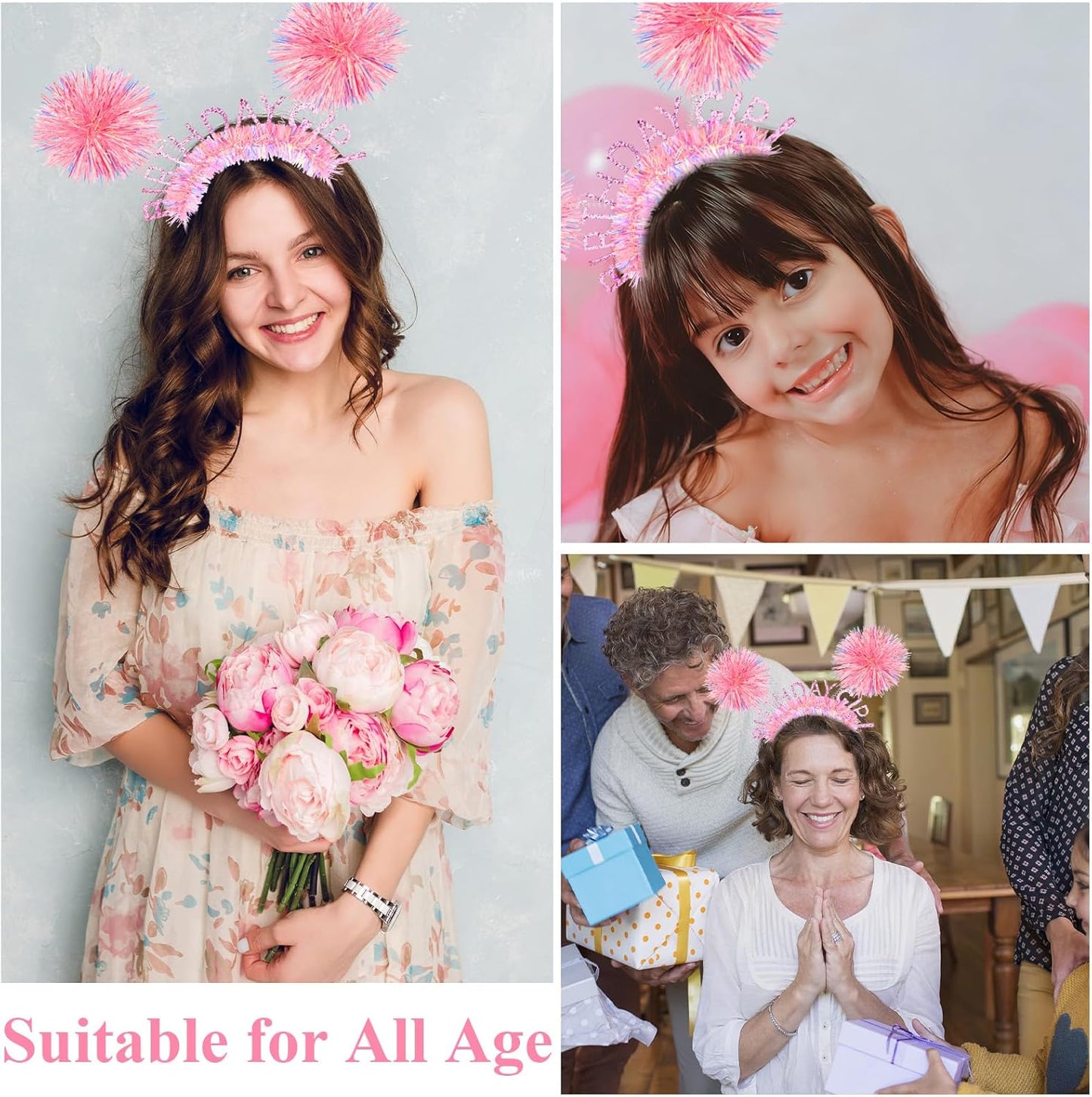 CAVETEE Happy Birthday Crown and Tiara for Women & Girls Party Decorations Gifts