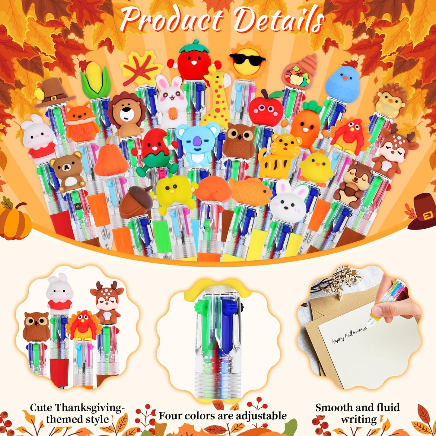 CZWZ 20Pcs Mini Multicolor Pens in One 4-in-1 Cute Pens Bulk for Kids, Fun Kawaii Ballpoint Pens for Birthdays and Children's Party Favors Gifts Teacher School Supplies