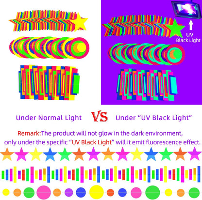 56 Pieces Rainbow Hanging Swirl Decorations Neon Swirl Streamers UV Neon Garland Ceiling Decorations Glow in The Dark Neon Party Supplies and Decorations Black Light Party Kit for Birthday Wedding