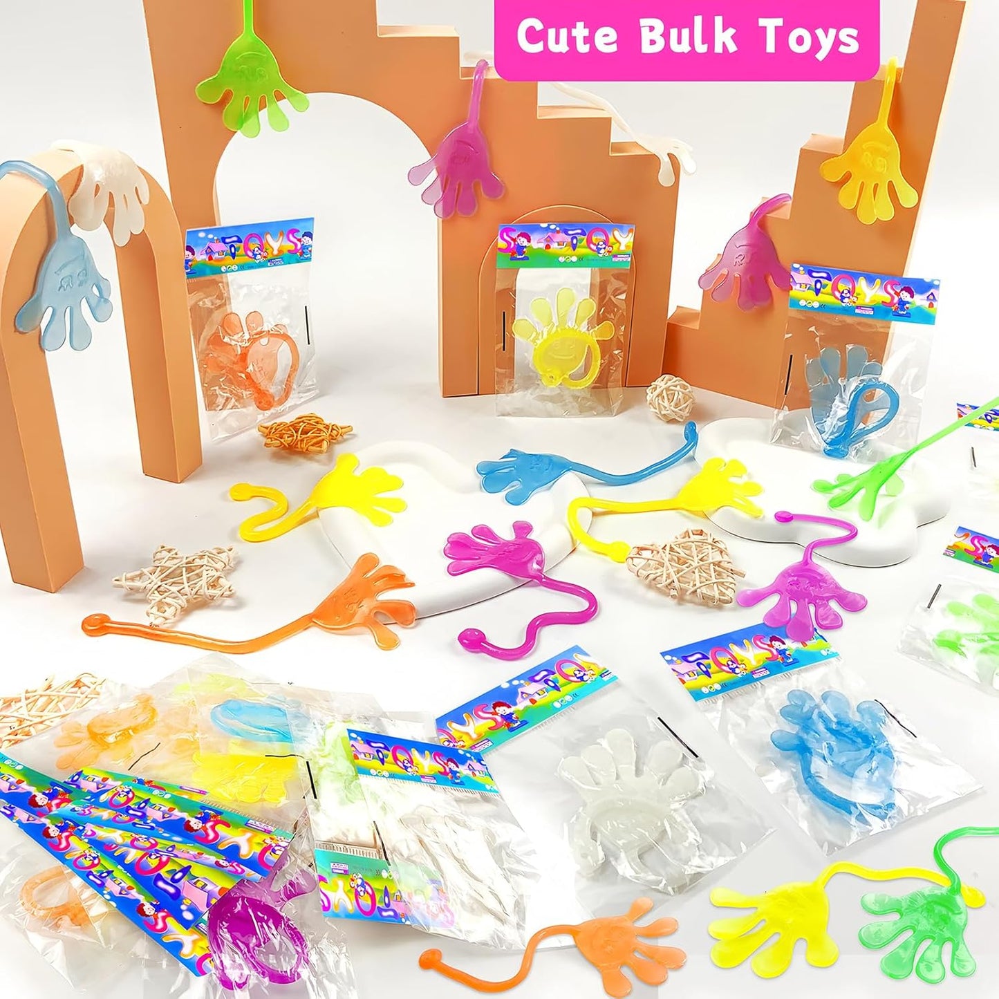 Armaytoy 20Pack Glow in Dark Glitter Sticky Hands Party Favors for Kids Pinata Goodie Bag Stuffers Classroom Prizes Birthday Stretchy Treat Trinkets Treasure Box Bulk Toys