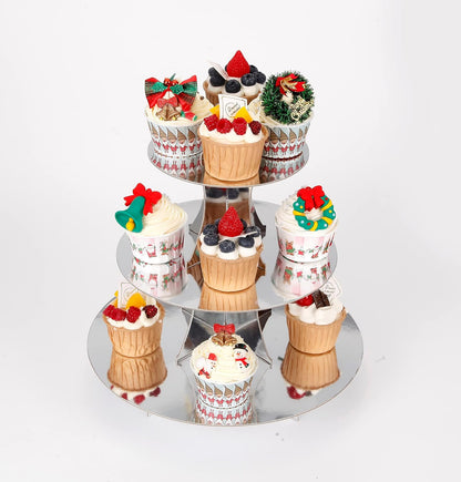 YLDW Cupcake Stand, 3-Tier Cupcake Stand Display, Cardboard Cup Cake Tower Stand, Disposable Dessert Stand for Birthday Tea Party Baby Shower Treat Decorations, Pink