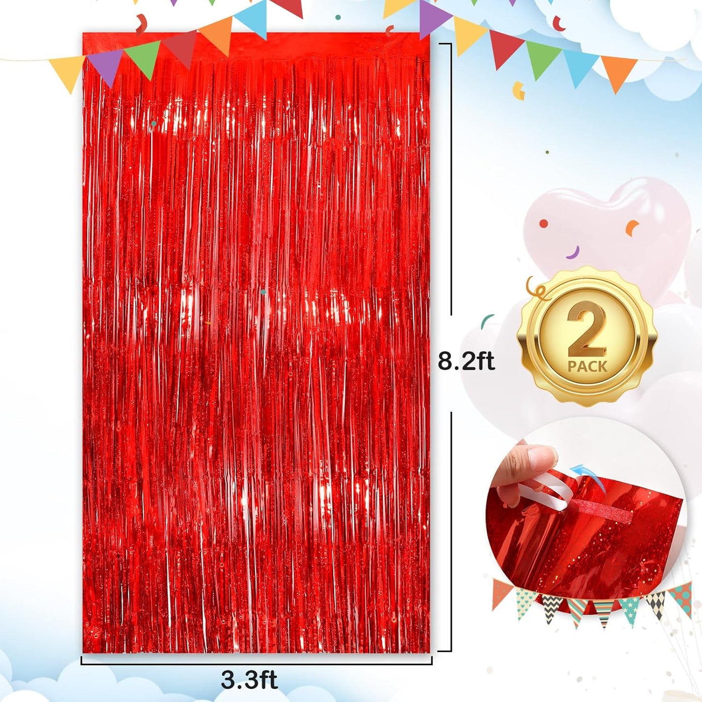 Black Fringe Curtain Party Streamers 2Pack 3.3x8.3 Ft Foil Fringe Backdrop Curtains for Birthday Wedding Bridal Baby Shower Halloween Decor Tinsel Streamers Black Party Decorations Door Streamers